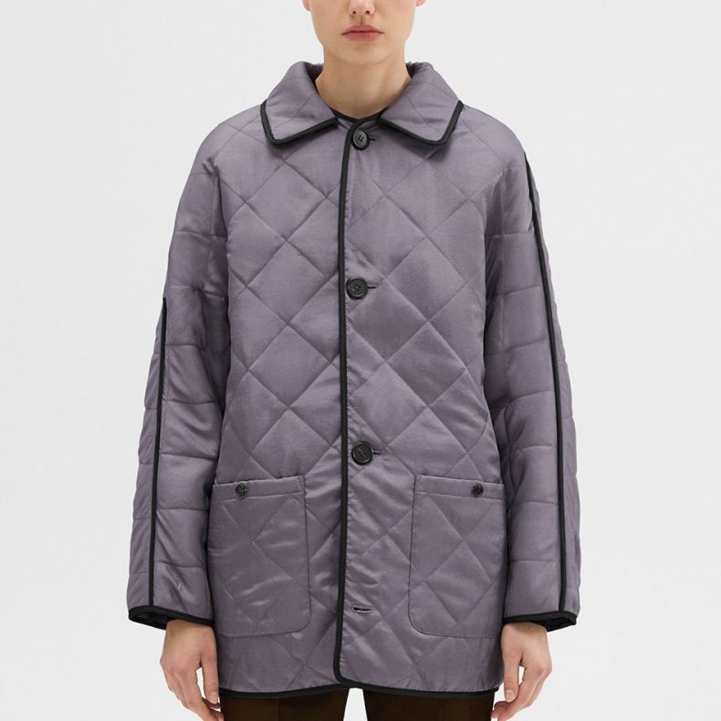 Purchase (W) THEORY x Designer Kolaborasi Mantel Panjang Dua Sisi Abu-Arang. N091408O