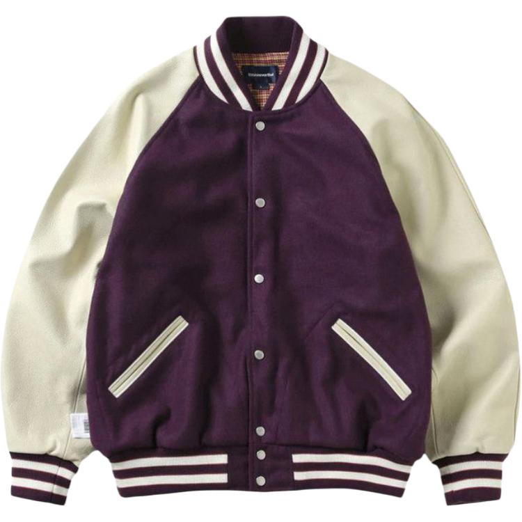 thisisneverthat Colorblock Striped Baseball Jacket Purple Long Sleeve TN213LOWHS04-PURP