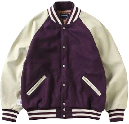 thisisneverthat Colorblock Striped Baseball Jacket Purple Long Sleeve TN213LOWHS04-PURP Buy thisisneverthat Colorblock Striped Baseball Jacket Purple Long Sleeve TN213LOWHS04-PURP