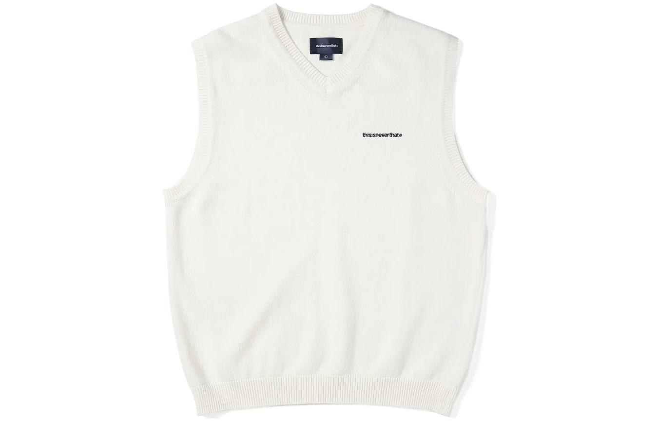 thisisneverthat V-Neck Sleeveless Pullover Logo Knit Vest TN221KKNPK01-GRE