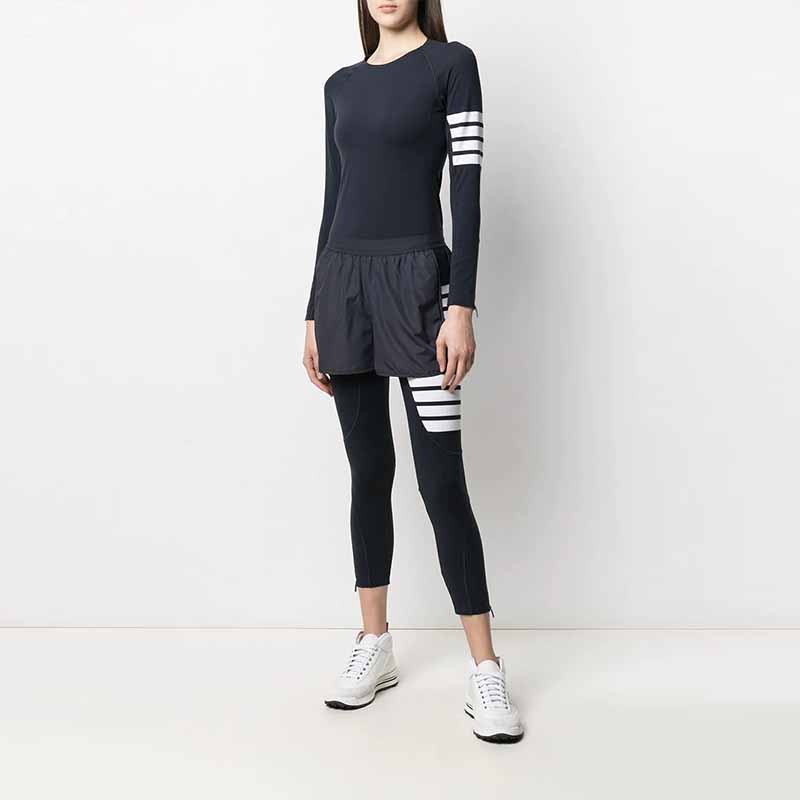 Shop (W) トムブラウン 4バー ストレッチスリム ニットスウェットパンツ ネイビーブルー. FJA002A-06753-461