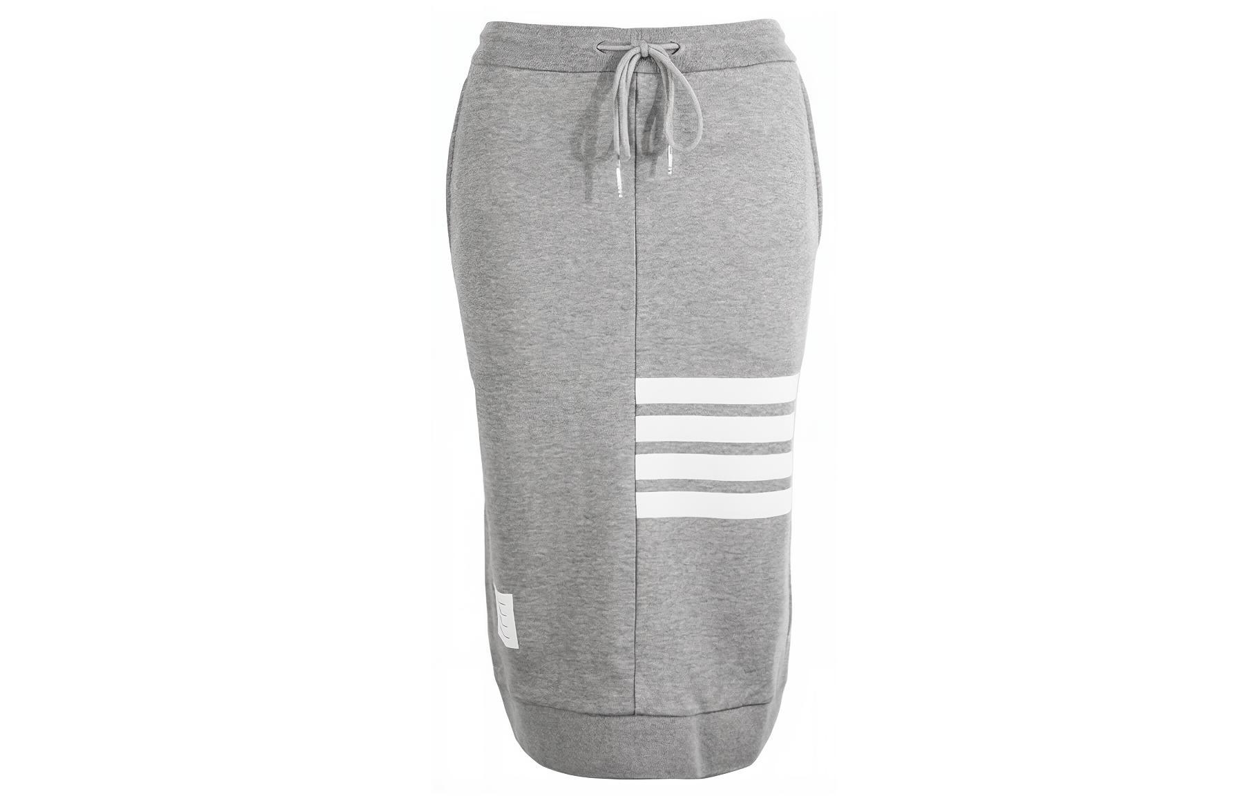 (Women) Thom Browne 4-Bar Striped High-Street Style Casual Midi Skirt. FJK008A-00535-055