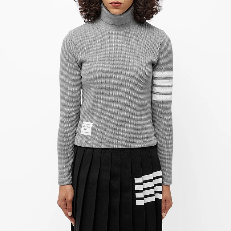 (Women) THOM BROWNE 4-Stripe Cotton High-Neck Cropped Sweater Gray SS21. FJS041P-05802-055 圖 4