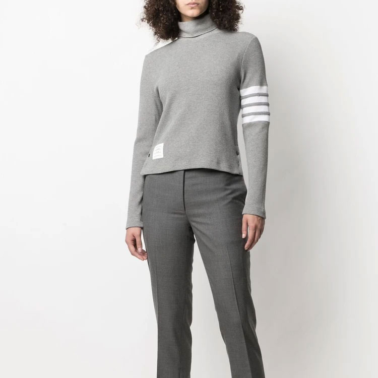 (Women) THOM BROWNE 4-Stripe Cotton High-Neck Cropped Sweater Gray SS21. FJS041P-05802-055 圖 5