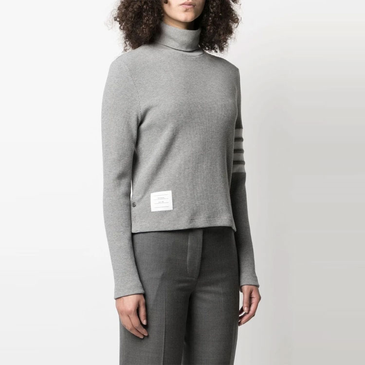 (Women) THOM BROWNE 4-Stripe Cotton High-Neck Cropped Sweater Gray SS21. FJS041P-05802-055 圖 6