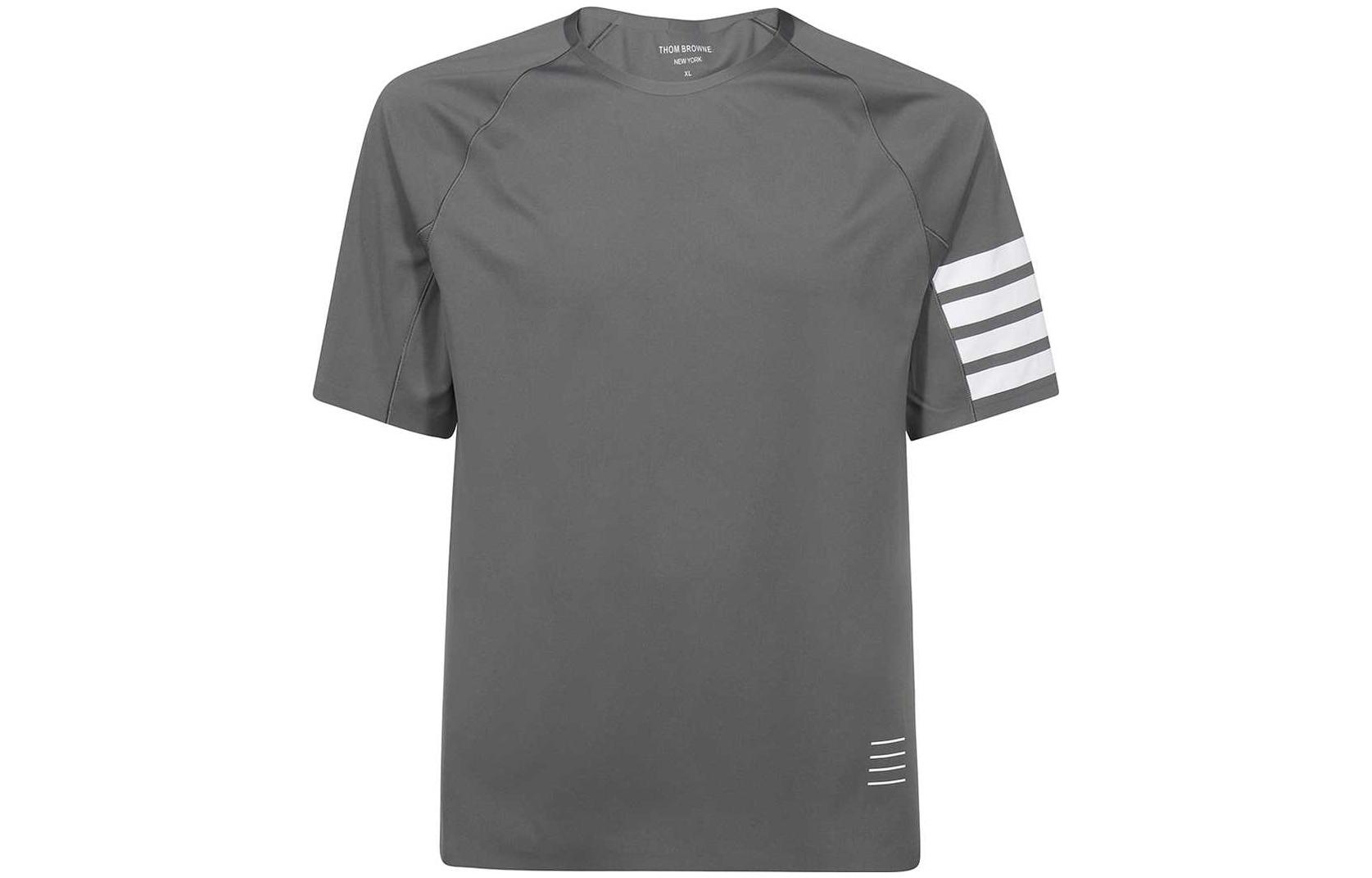 (Women) Thom Browne  4-Bar Waffle Short Sleeve T-Shirt Grey Summer Edition. MJA008Y-06770-035
