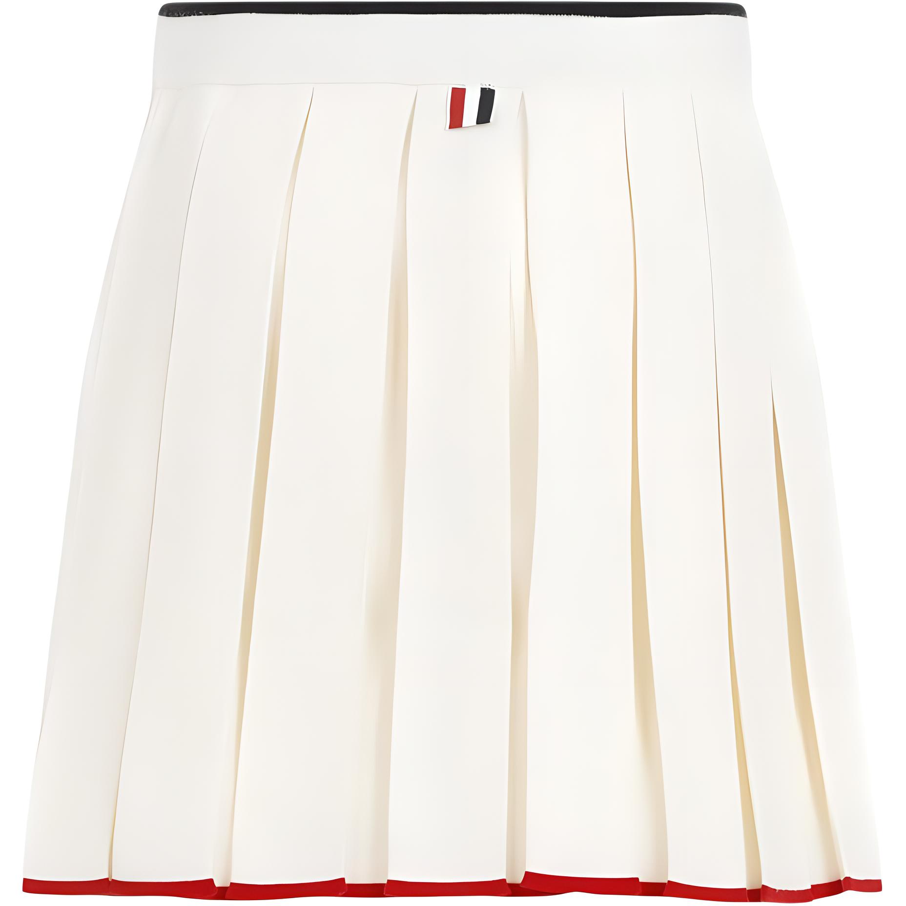 (Women) THOM BROWNE  Beige Short Pleated Casual Skirt with Zipper Design. FKK132B-Y1037-100