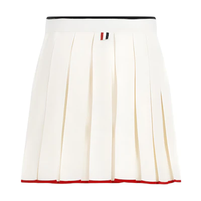 (Women) THOM BROWNE Beige Short Pleated Casual Skirt with Zipper Design. FKK132B-Y1037-100