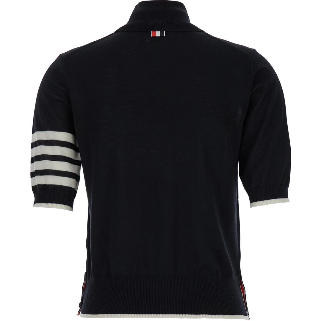 Lookbook (W) THOM BROWNE 黑色撞色條紋針織高領短袖毛衣 FKA434D-Y1014-001