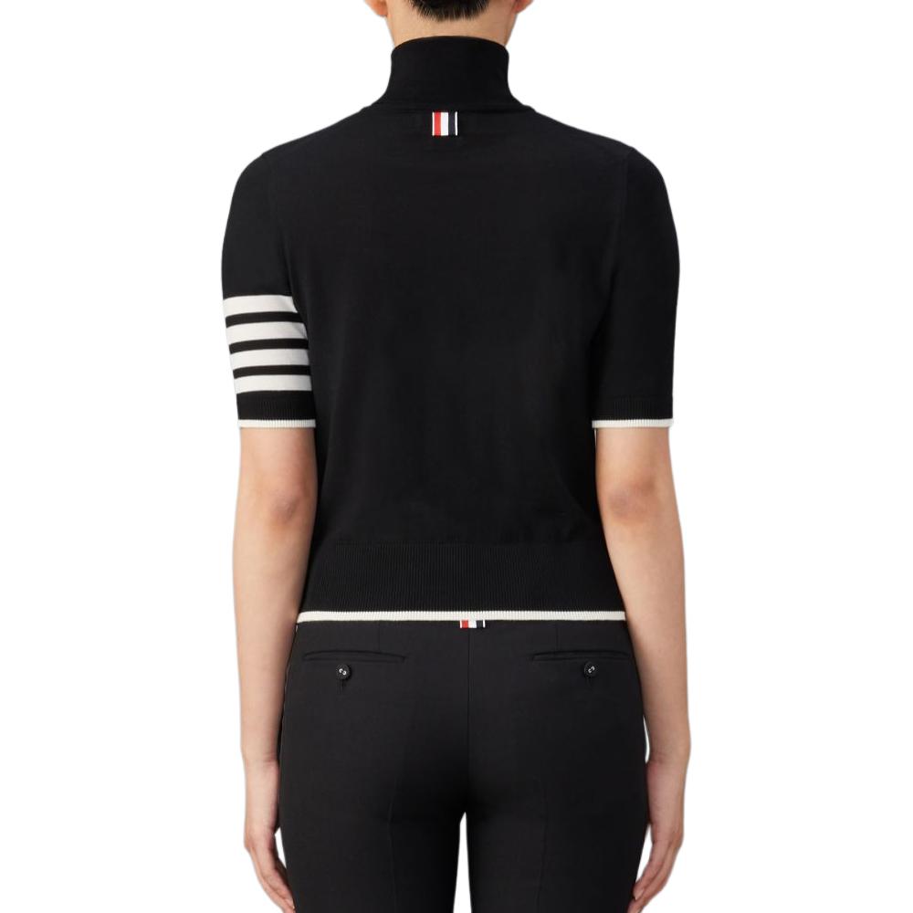 Details for (W) THOM BROWNE 黑色撞色條紋針織高領短袖毛衣 FKA434D-Y1014-001