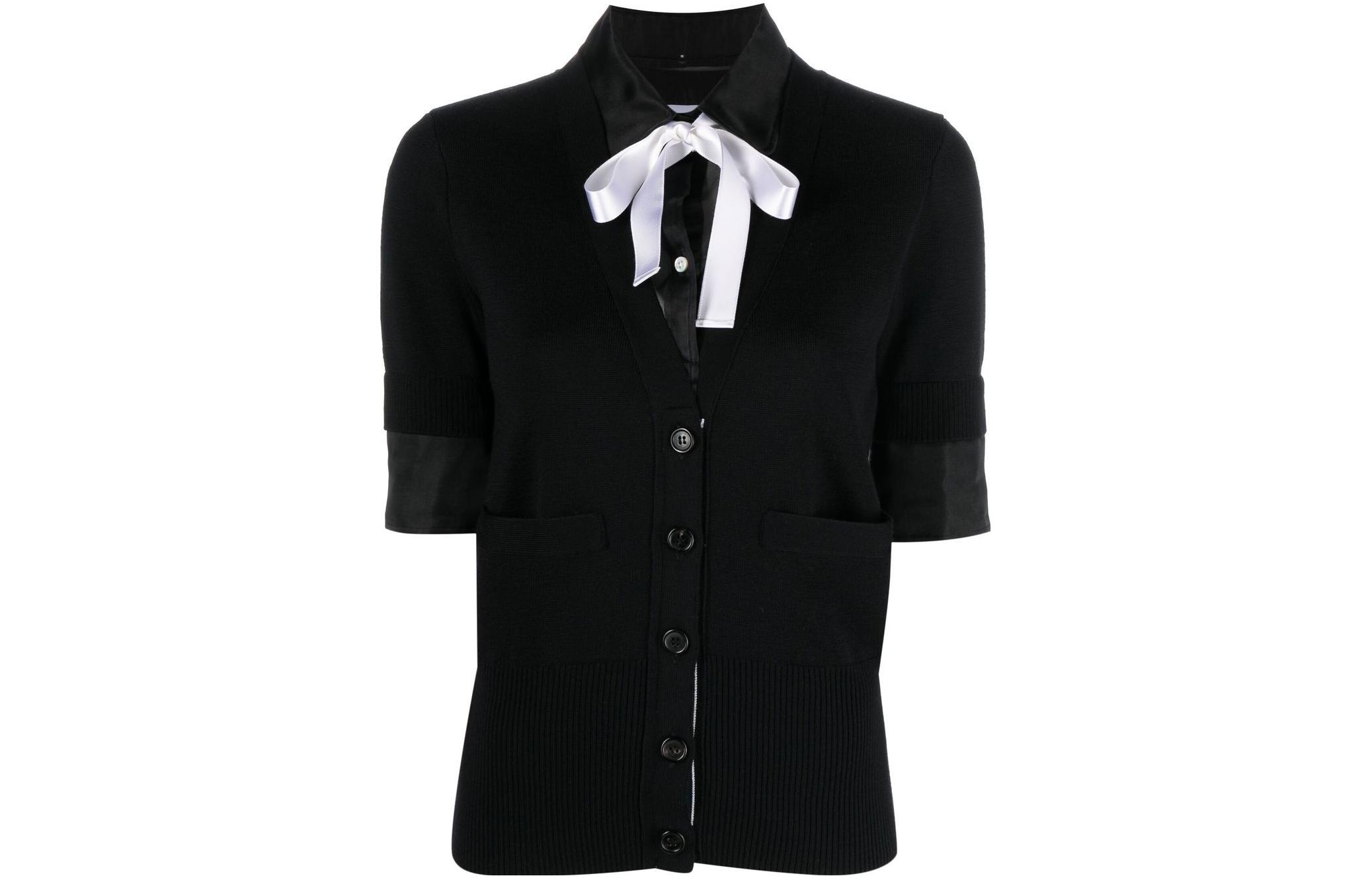 (Women) THOM BROWNE  Black Plain Short-Sleeve Button-Up Shirt. FKC537B-Y1014-001 圖 2