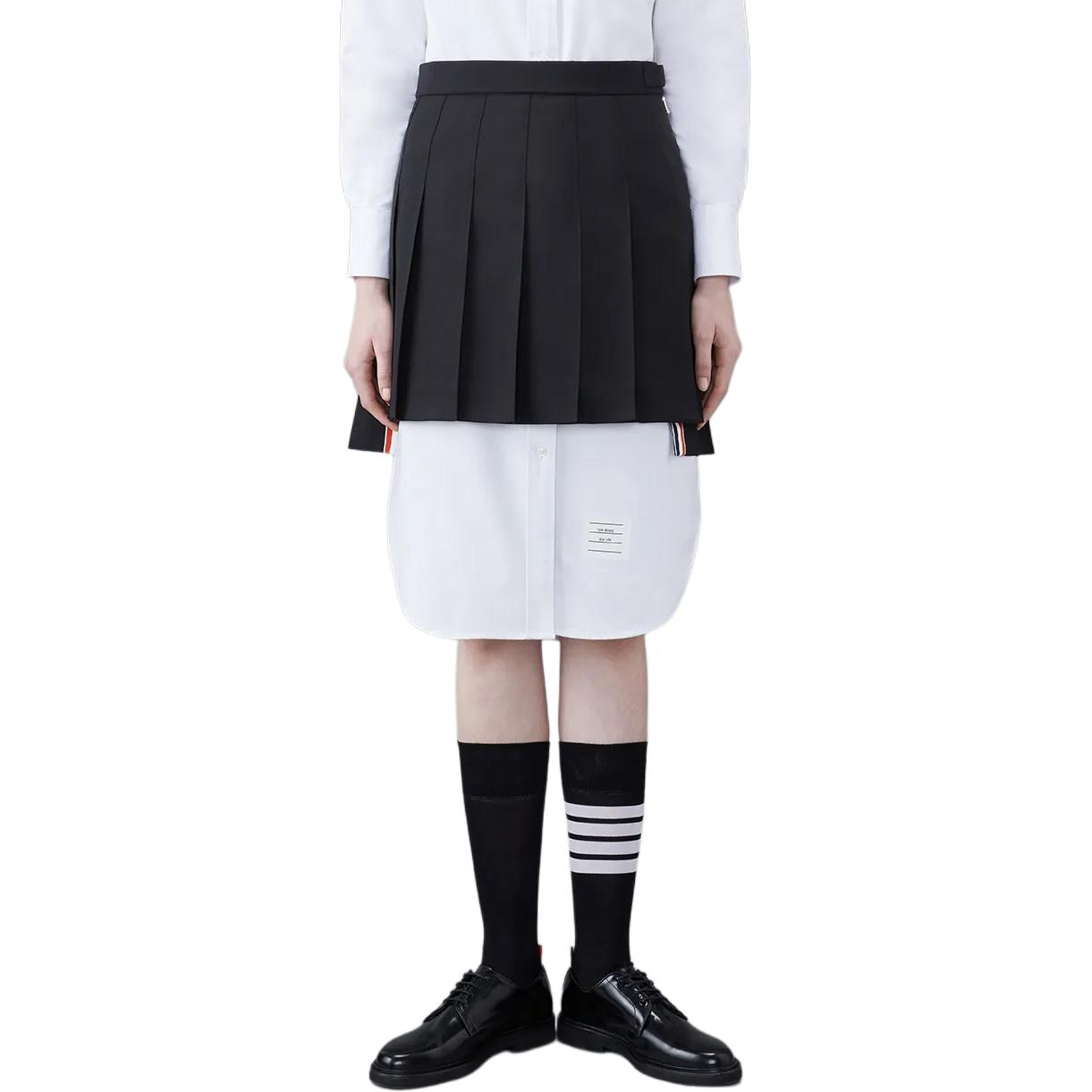 (Women) THOM BROWNE  Black Pleated Casual Skirt with Logo Tag. FGC402V-00473-001 圖 2