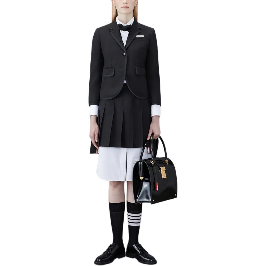 (Women) THOM BROWNE  Black Pleated Casual Skirt with Logo Tag. FGC402V-00473-001 圖 3