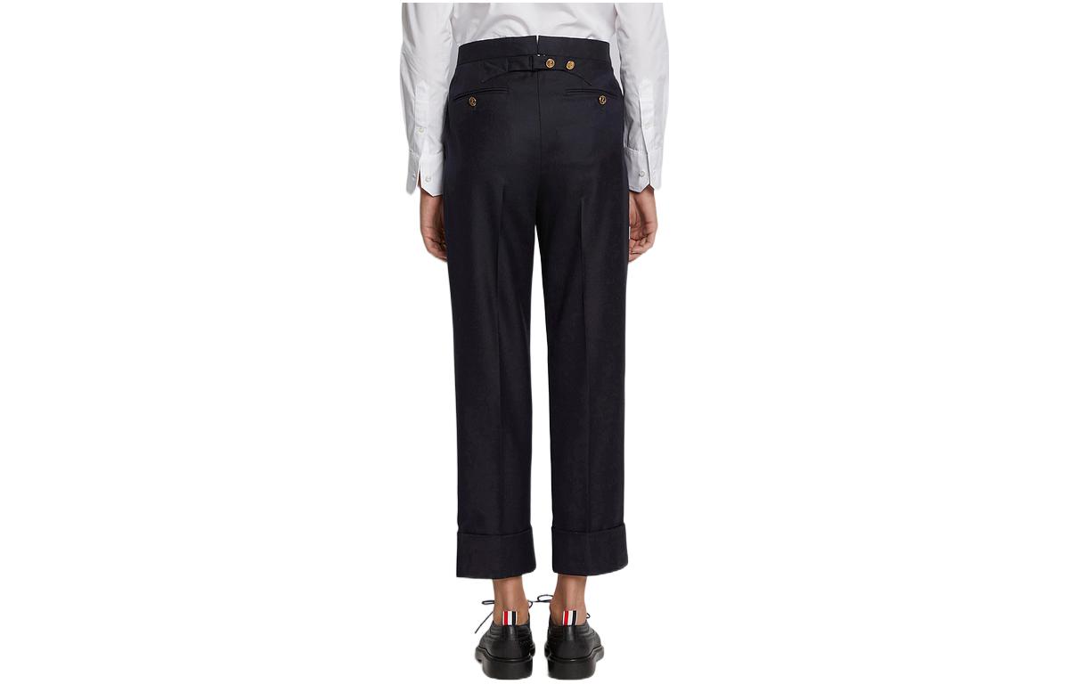(Women) Thom Browne  Blue Solid Wool Straight-Leg Casual Pants. FTC016A-00626-415 圖 3