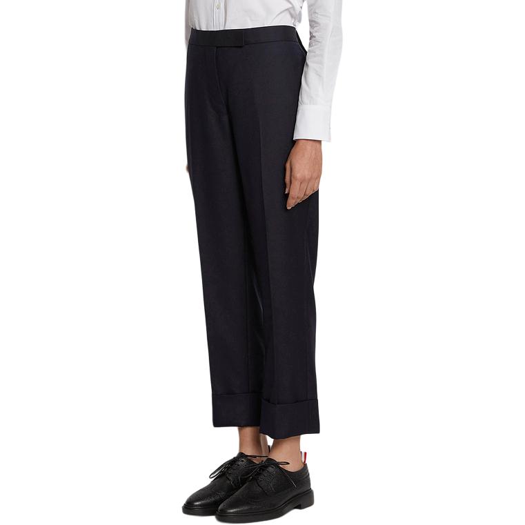 (Women) Thom Browne  Blue Solid Wool Straight-Leg Casual Pants. FTC016A-00626-415 圖 5