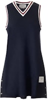 (Women) Thom Browne Blue Striped V-Neck Sleeveless Midi Dress. FJD108A-00050-415 (Women) Thom Browne Blue Striped V-Neck Sleeveless Midi Dress. FJD108A-00050-415