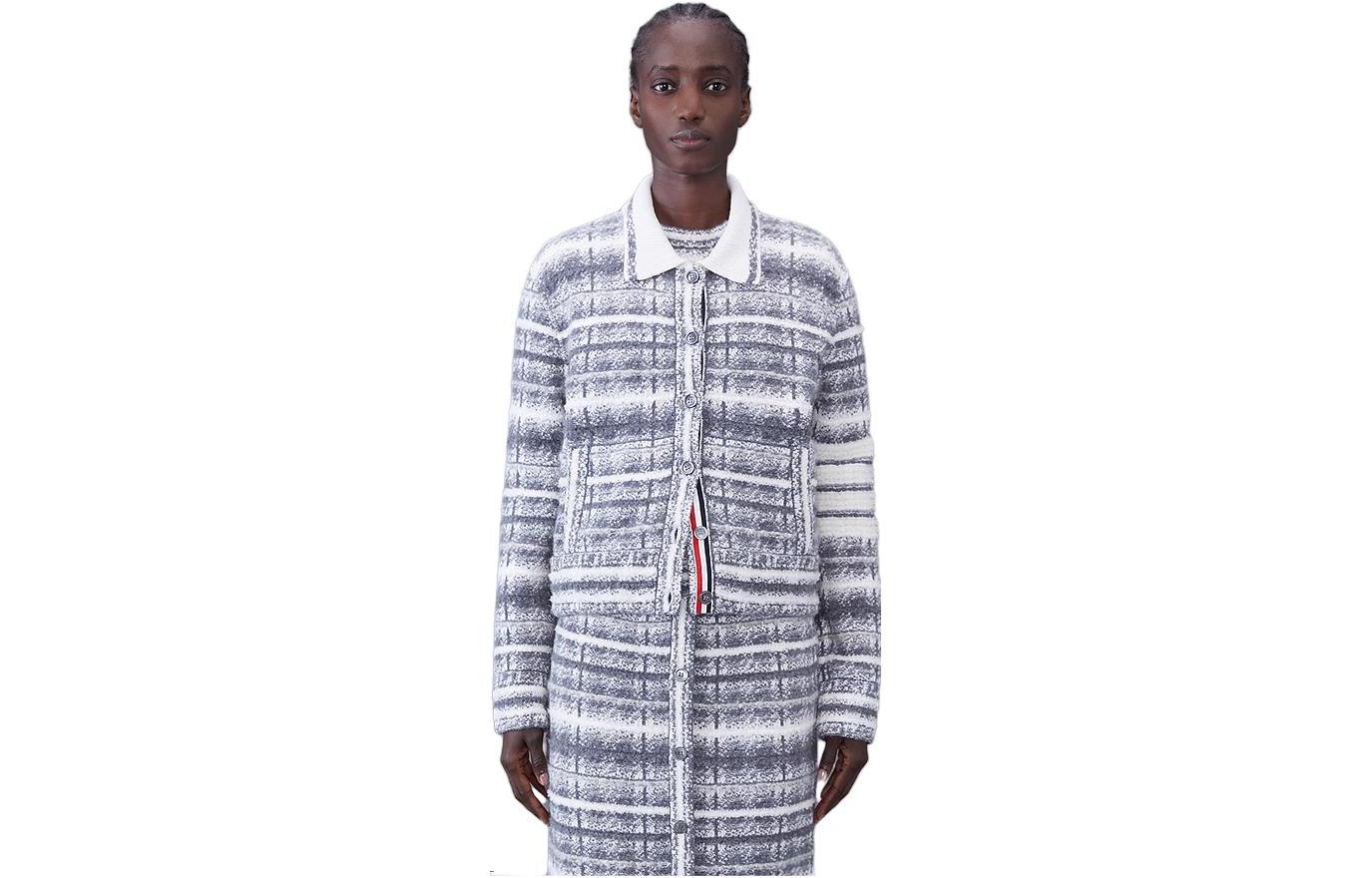 Order (Women) THOM BROWNE  Casual Checkered Polo Collar Long Sleeve Jacket. FKJ086A-Y9028