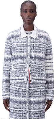 (Women) THOM BROWNE Casual Checkered Polo Collar Long Sleeve Jacket. FKJ086A-Y9028 Order (Women) THOM BROWNE Casual Checkered Polo Collar Long Sleeve Jacket. FKJ086A-Y9028