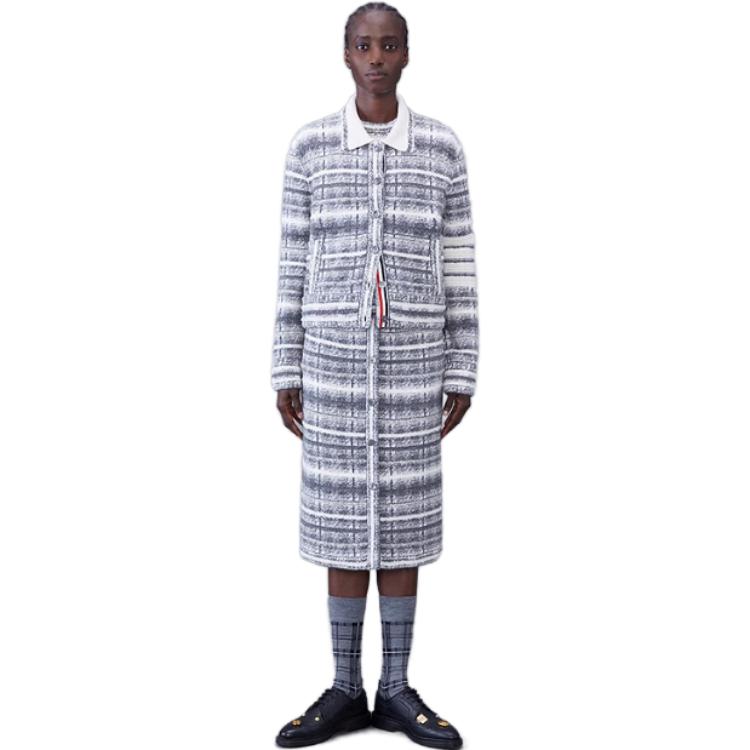 Lookbook (Women) THOM BROWNE  Casual Checkered Polo Collar Long Sleeve Jacket. FKJ086A-Y9028