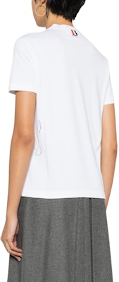 (W) Thom Browne 白色狗刺绣纹理针织短袖T恤 FJS167EJ0058 Shop (W) Thom Browne 白色狗刺绣纹理针织短袖T恤 FJS167EJ0058