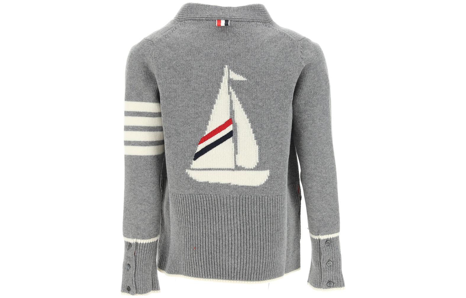 (Women) THOM BROWNE  Classic 4-Bar Grey V-Neck Cardigan Sweater Fall Winter. FKC520A-Y1029-055 圖 3