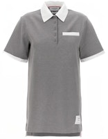 (Women) Thom Browne Colorblock Half-Placket Short-Sleeve Dress Grey FJD101A-J0074-055 (Women) Thom Browne Colorblock Half-Placket Short-Sleeve Dress Grey FJD101A-J0074-055