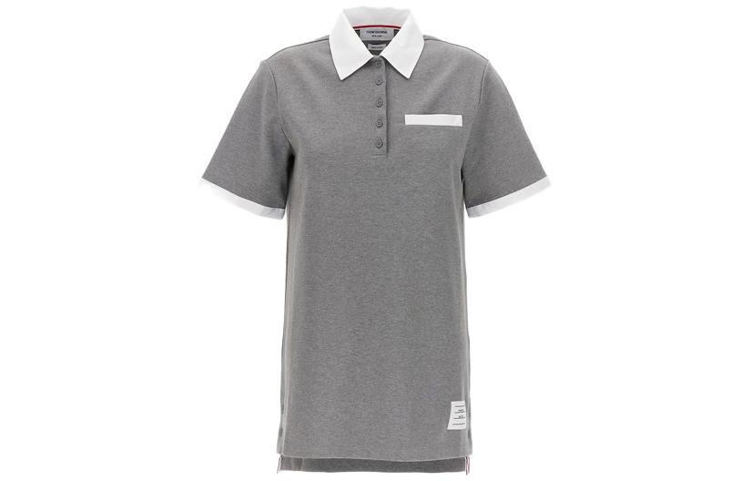 Order (W) 톰 브라운 컬러블록 하프 플래킷 반팔 드레스 그레이 FJD101A-J0074-055