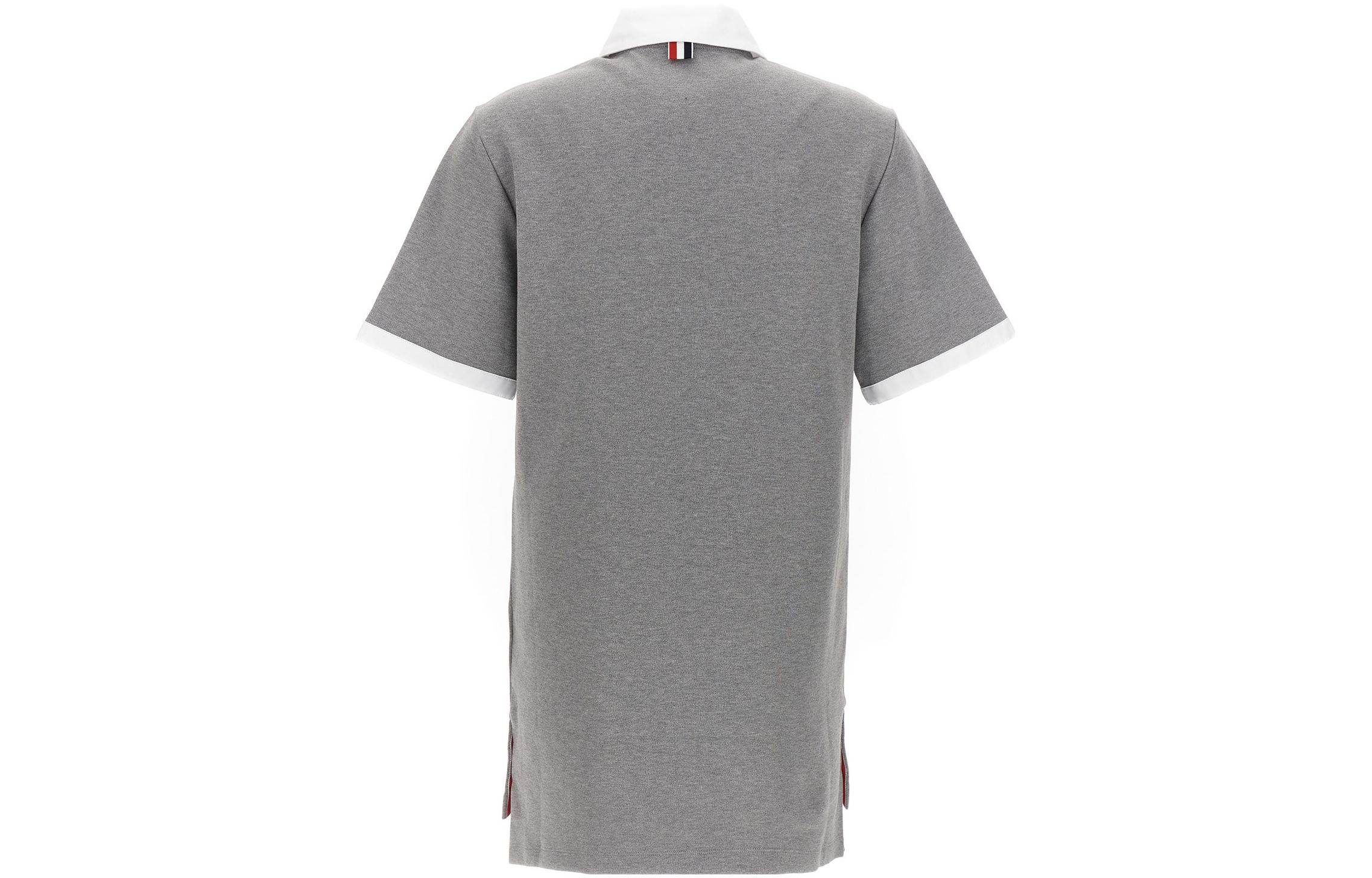 Lookbook (W) 톰 브라운 컬러블록 하프 플래킷 반팔 드레스 그레이 FJD101A-J0074-055