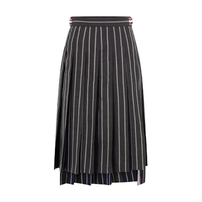 (Women) THOM BROWNE Comfortable Knee-Length Skirt Dark Grey Casual Skirt FGC995A-F0518-025