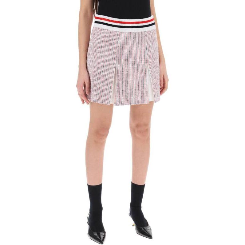 Shop (W) Thom Browne 彈性腰圍拼色迷你裙附標誌細節. FJK117A-J0144-960