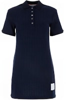 (Women) Thom Browne Fitted Short Sleeve Navy Dress with Contrast Collar. FJD112AJ0133-415 (Women) Thom Browne Fitted Short Sleeve Navy Dress with Contrast Collar. FJD112AJ0133-415