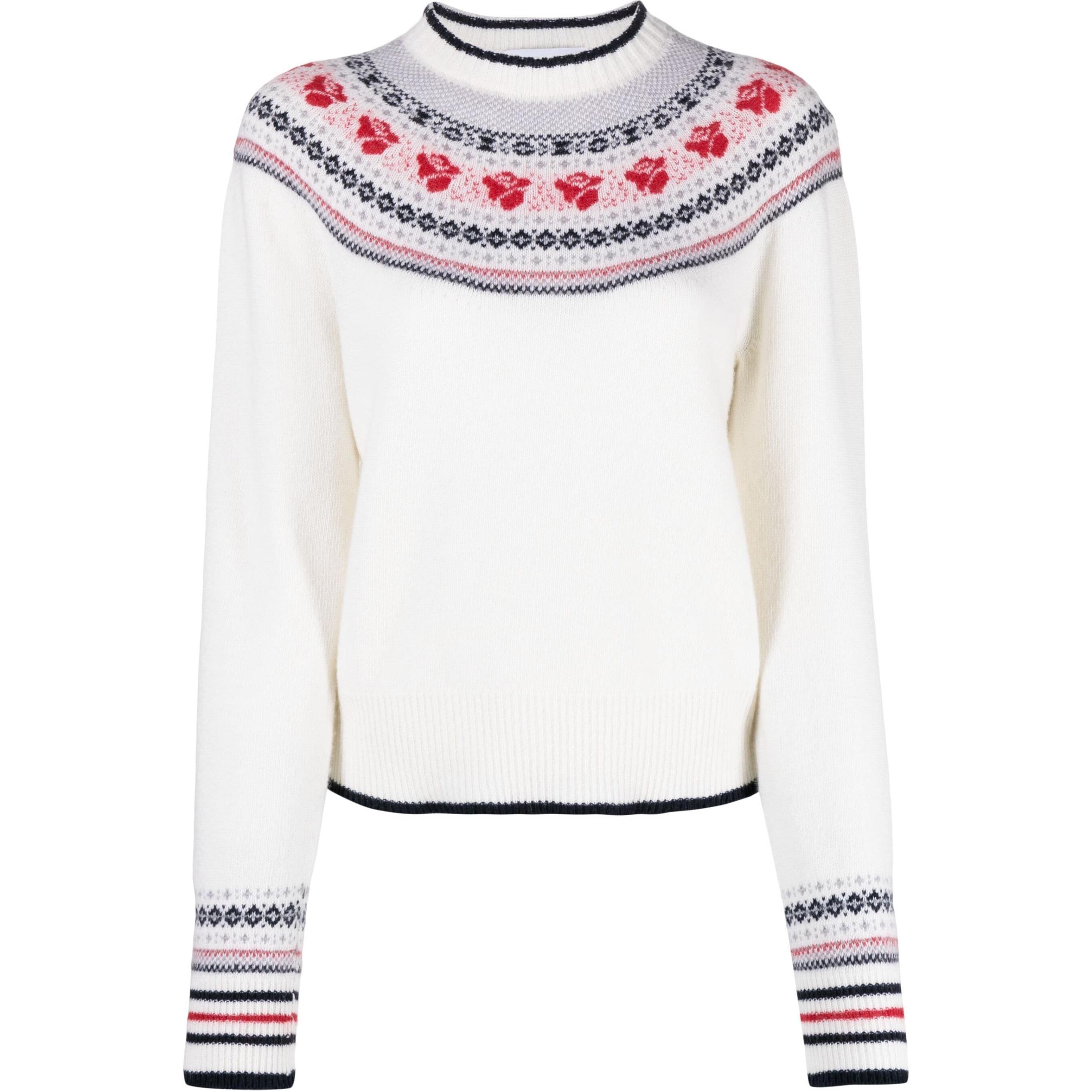 (Women) Thom Browne  Floral Rose Pattern Crewneck Sweater Multicolor. FKA470A-Y1029-100
