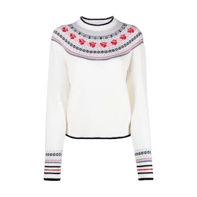 (Women) Thom Browne Floral Rose Pattern Crewneck Sweater Multicolor. FKA470A-Y1029-100