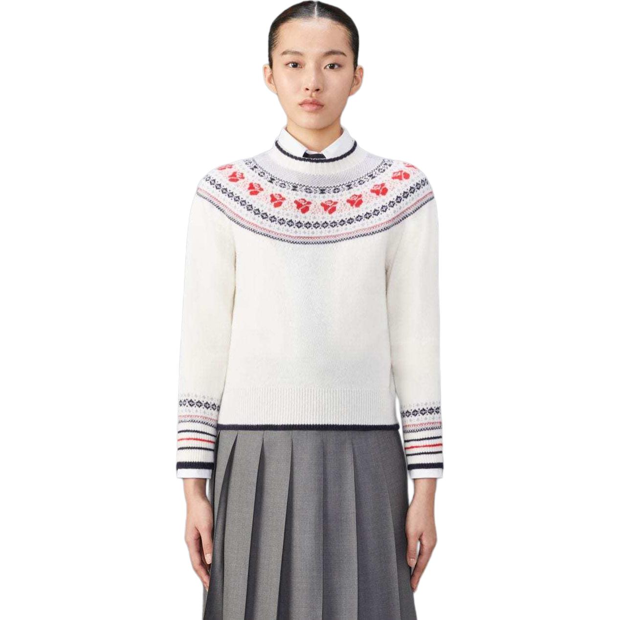 Shop (W) Thom Browne 花卉玫瑰圖案圓領毛衣 多色款 FKA470A-Y1029-100