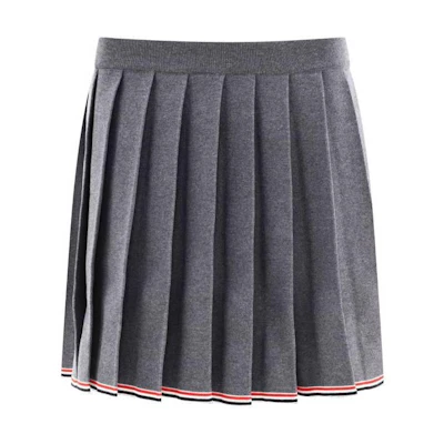 (Women) THOM BROWNE FW23 Pleated Waist Midi Skirt - Solid Color Casual Style FKK116AY1002035