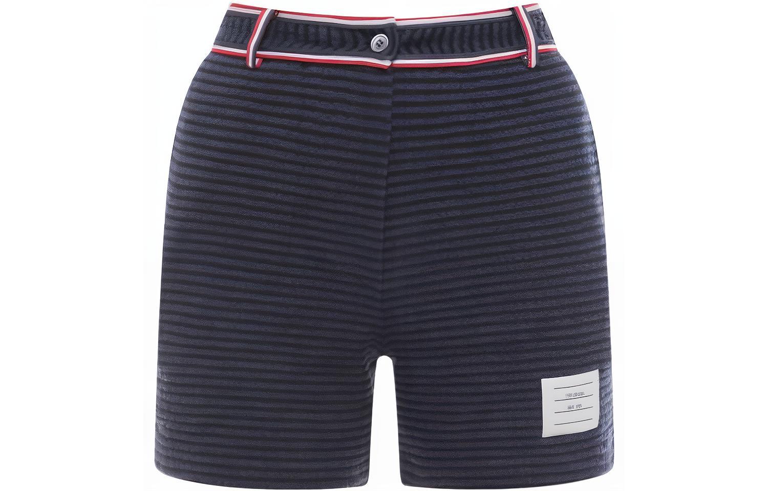 (Women) THOM BROWNE  Gray Solid Buttoned Waist Straight Casual Shorts FJQ097A-F0302-415