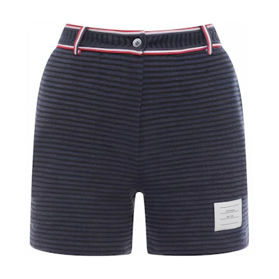 (Women) THOM BROWNE Gray Solid Buttoned Waist Straight Casual Shorts FJQ097A-F0302-415