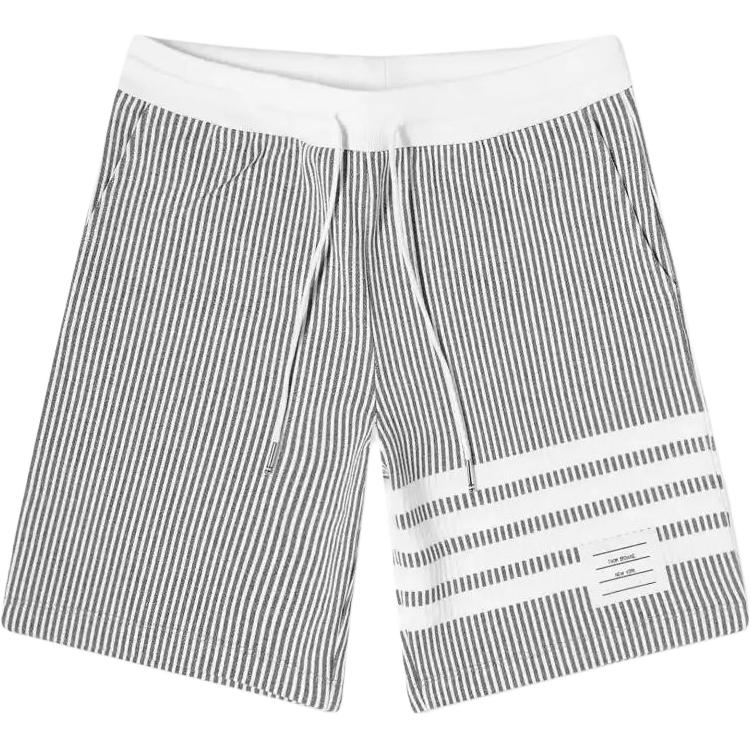 (Women) THOM BROWNE  Gray Striped Lace-Up Loose Casual Shorts. FJQ096A-J0063-055