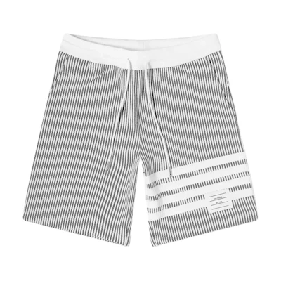 (Women) THOM BROWNE Gray Striped Lace-Up Loose Casual Shorts. FJQ096A-J0063-055