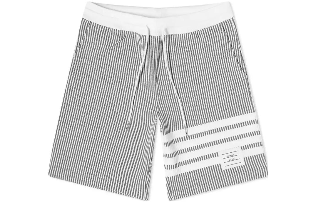 Order (W) THOM BROWNE Celana Pendek Kasual Abu-Abu Striped Lace-Up. FJQ096A-J0063-055