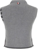 Lookbook (Women) THOM BROWNE Gray V-neck Button Slim Fit Sleeveless Vest FKV195A-Y1024-055