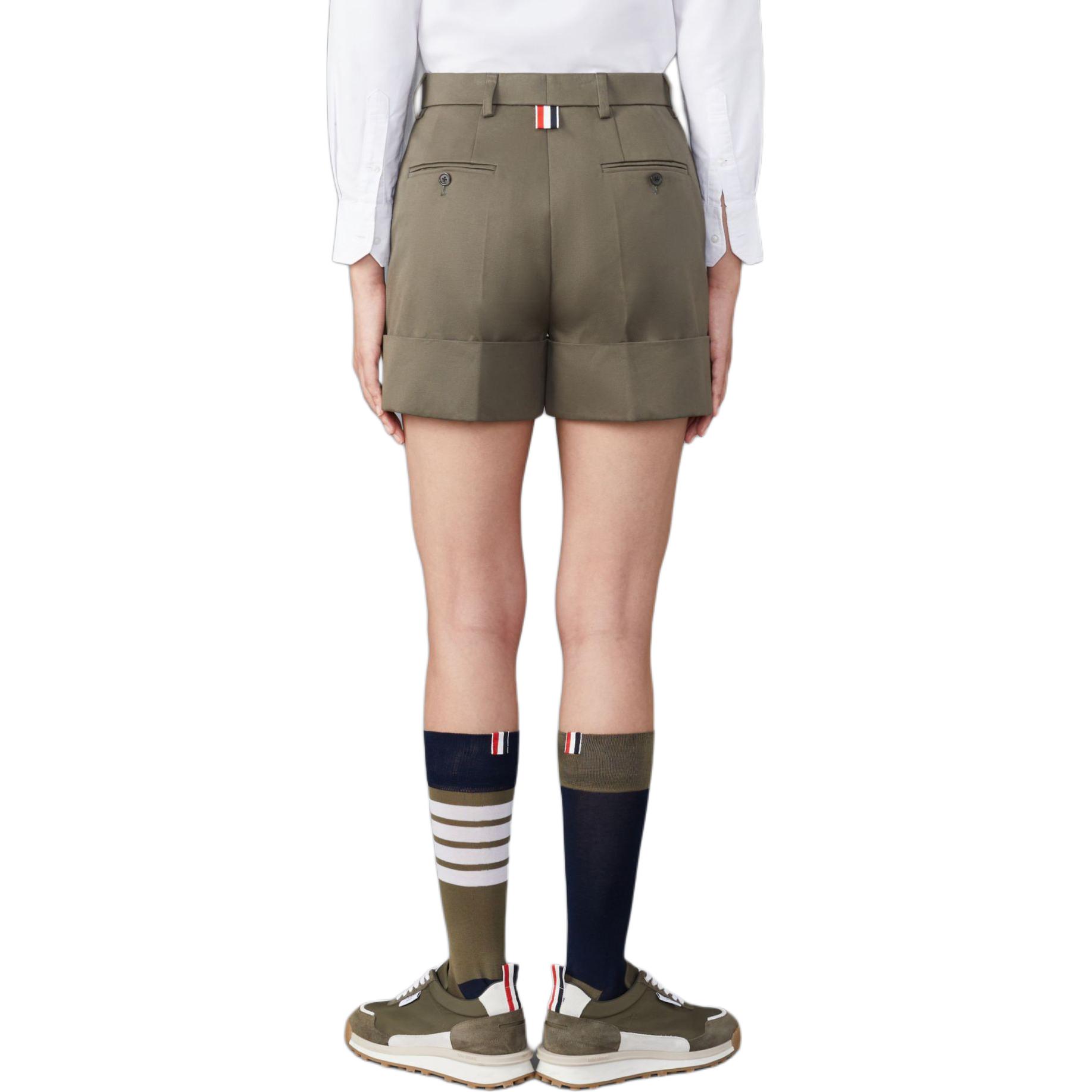 (Women) Thom Browne  Green Cotton Logo Label Zip Casual Shorts. FTC436U-F0576-320 圖 4