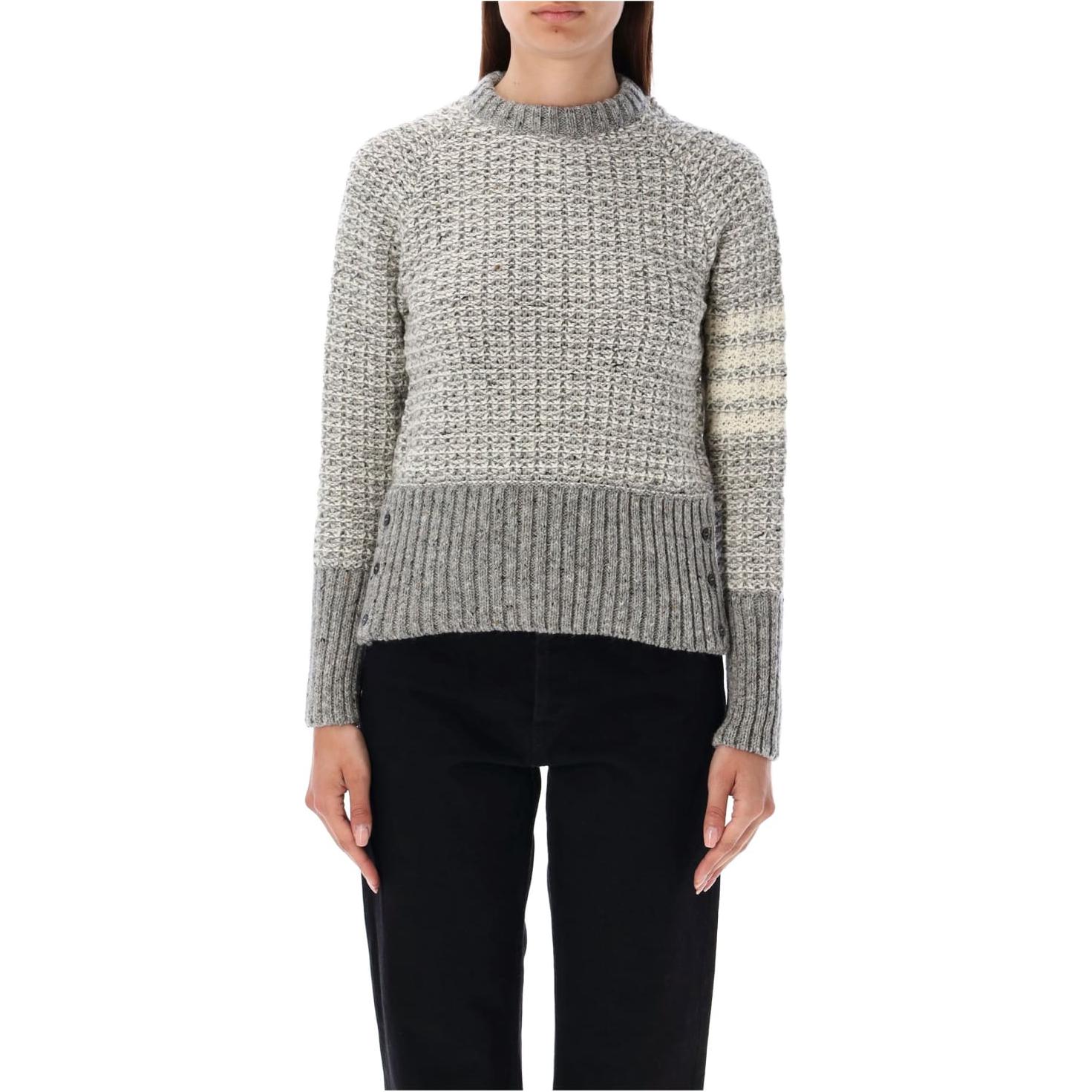 (Women) Thom Browne  Grey Crewneck Slim Fit Pullover Sweater FKA449A-Y1506-055