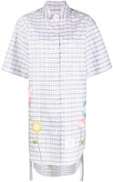 (Women) THOM BROWNE Grey Floral Plaid Shirt Dress Short Sleeve Long Style FDSD91E-E0344-035 (Women) THOM BROWNE Grey Floral Plaid Shirt Dress Short Sleeve Long Style FDSD91E-E0344-035