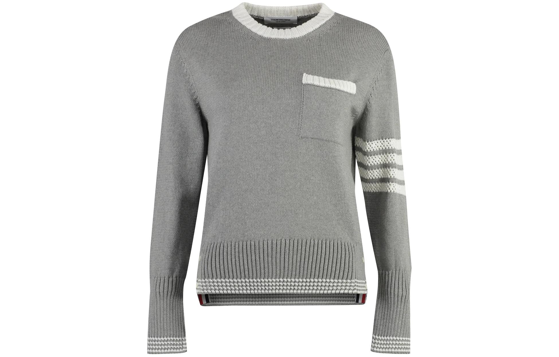 (Women) THOM BROWNE  Grey Four-Bar Stripe Knit Sweater SS24 Classic Fit. FKA453AY3017-055 圖 2