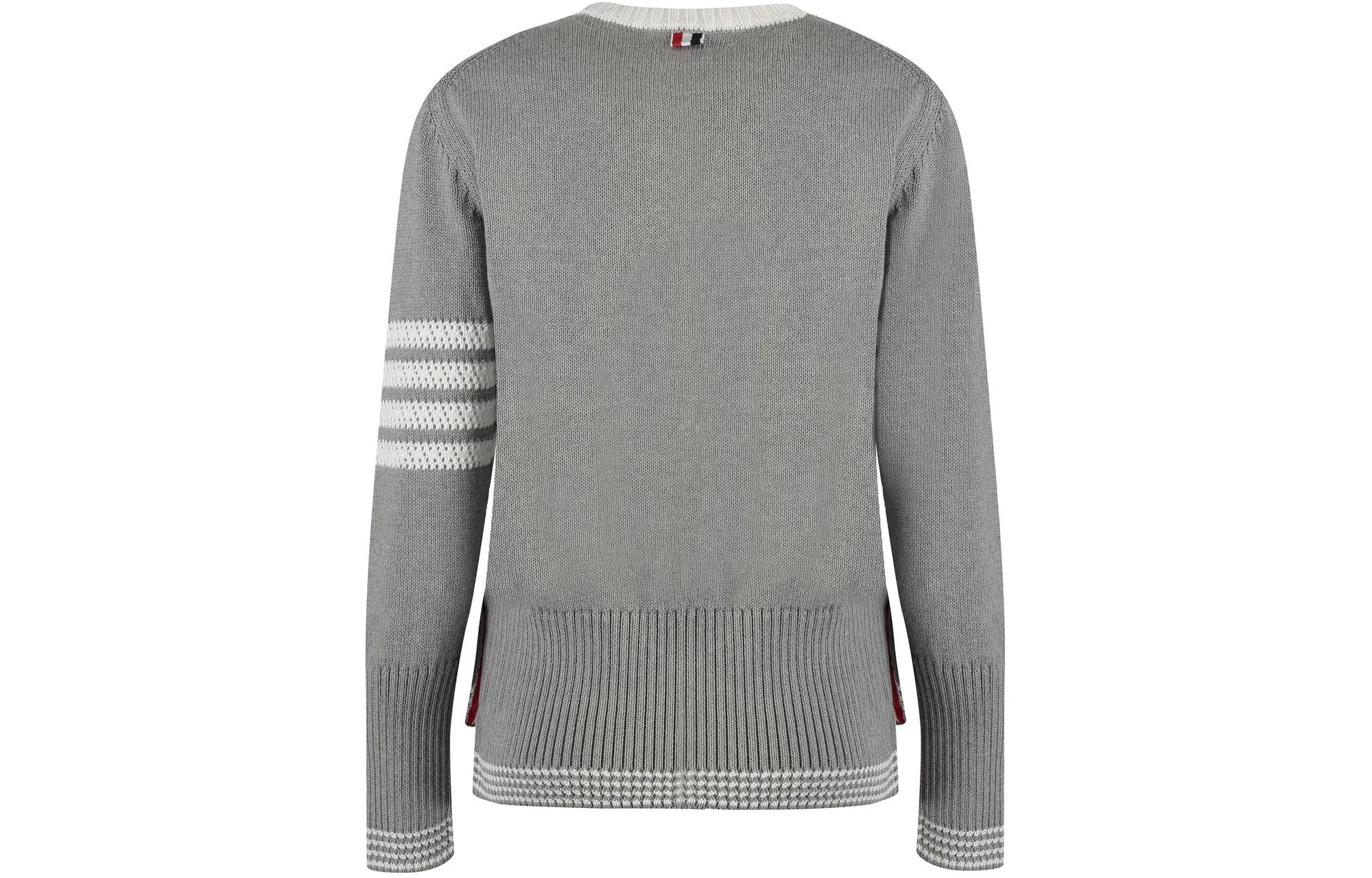 (Women) THOM BROWNE  Grey Four-Bar Stripe Knit Sweater SS24 Classic Fit. FKA453AY3017-055 圖 3