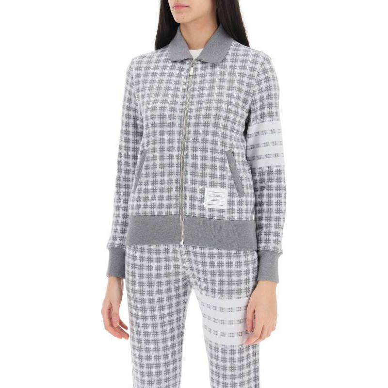 Lookbook (Women) Thom Browne  Grey Full-Print Zip-Up Long-Sleeve Jacket. FJT307A-J0116-055