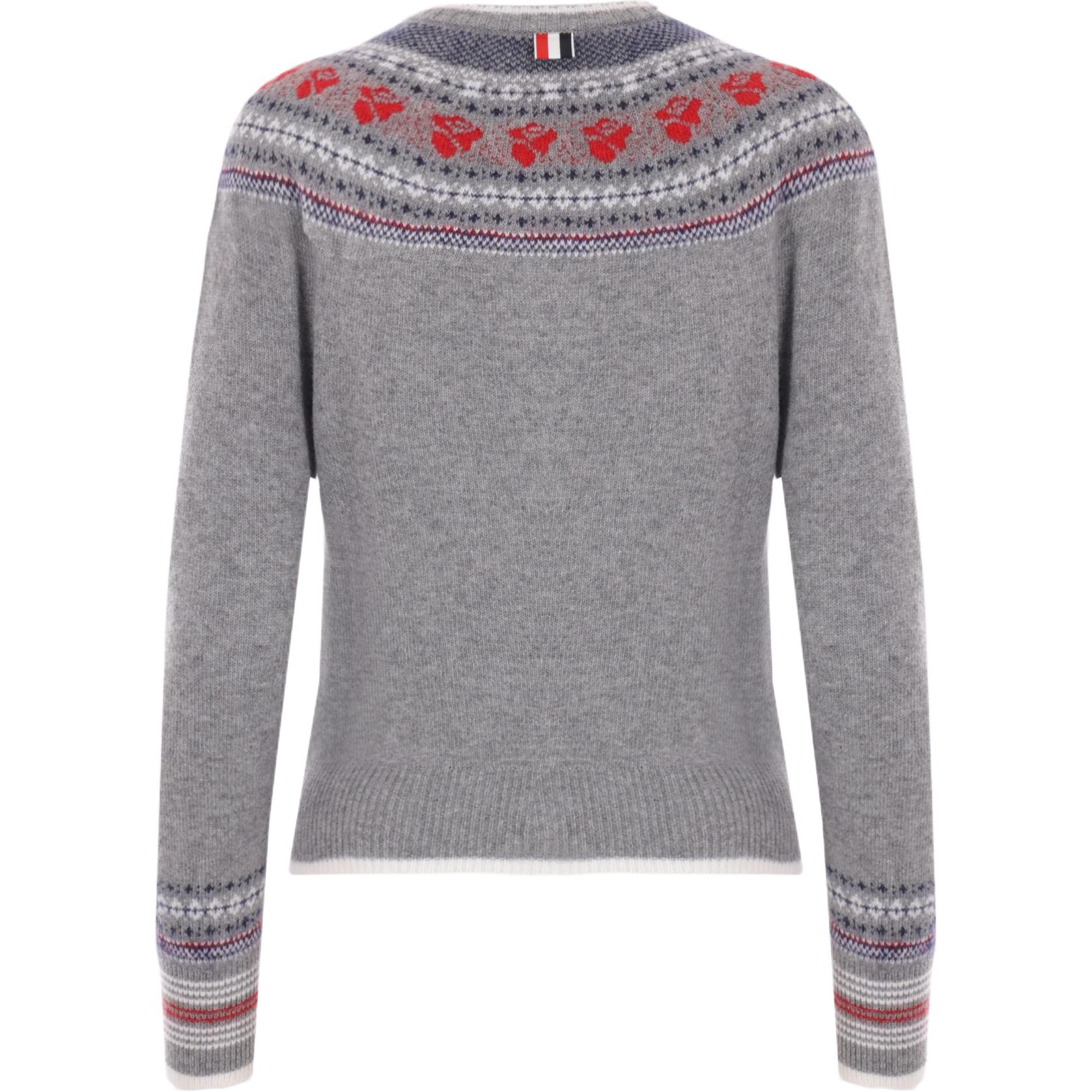 (Women) Thom Browne  Grey Knit Cardigan with Pattern Print and Crew Neck. FKC596A-Y1029-055 圖 3