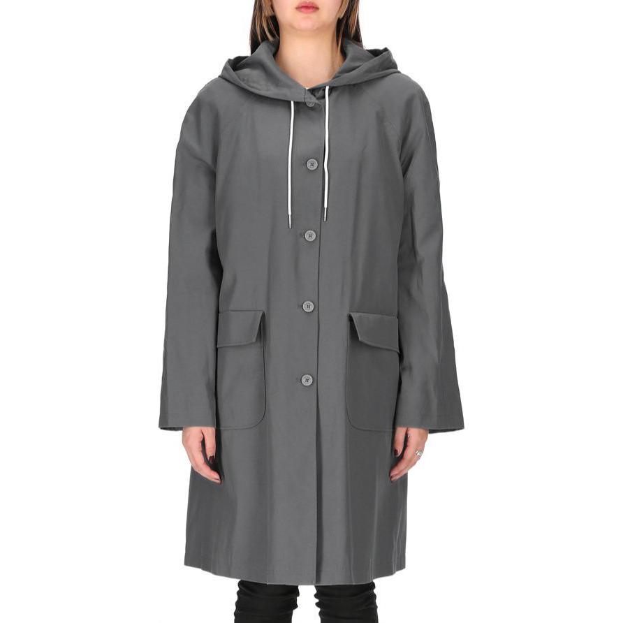 Lookbook (W) Thom Browne Abrigo Casual Largo con Capucha Sólido Gris. FOC770V-F0185-035