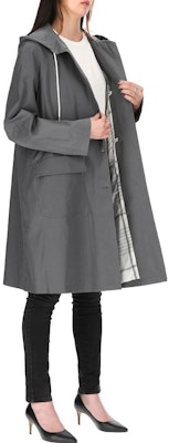(Women) Thom Browne Grey Solid Long Hooded Casual Coat. FOC770V-F0185-035 Purchase (Women) Thom Browne Grey Solid Long Hooded Casual Coat. FOC770V-F0185-035